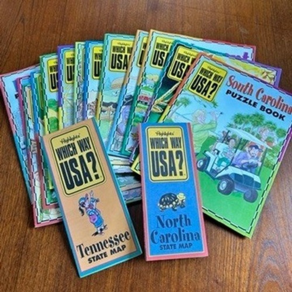 Lot 13 Highlights Which Way USA? State Puzzle Books Maps Educational Homeschool